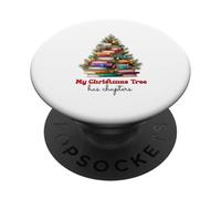 Cute Book Lover Christmas Reading Holiday Librarian Xmas PopSockets PopGrip Adesivo