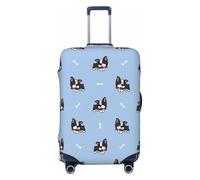 Cute Boston Terrier Puppy Blue Travel Luggage Covers - Elasticità Valigie Covers Protector per bagagli 45-81 cm, Nero, Large