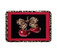 Cute Bow Cherry Brown Leopard Bowknot Kawaii Fruits Bow Ties Tappeto Ingresso Design Versatili Tappeti Per Porta D'Ingresso Zerbino D'Ingresso Per Interni Per Casa 40x60Cm