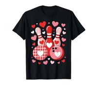 Cute Bowling Love Heart Valentines Plaid Bowling Heart Love Maglietta