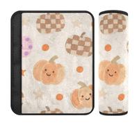 Cute Brown Cartoon Halloween Pumpkin 2 Pack cintura di sicurezza imbottitura tracolla protegge il collo e le spalle per camion Protector para cinturón de carro