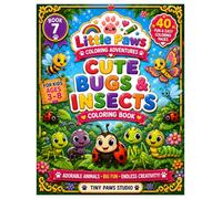 Cute Bugs & Insects Coloring Book: 40 Fun & Easy Bug & Insect Coloring Pages for Kids Ages 3-8