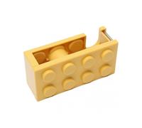 Cute Building Block Shape Tape Dispenser for Easy Cutting - Desk Tape Holder for School, Office, Study Room in Yellow