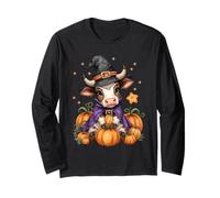 Cute Bull Witch Spooky Pet Halloween Matching Family Farm Maglia a Manica
