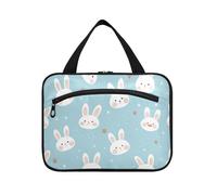Cute Bunnies Blue Hanging Kit da viaggio per le donne con gancio, Designer Borse carine per articoli da toeletta per gli elementi essenziali da viaggio Viaggio bolso de Mano para Hombre L