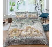 cute bunniesSet Di Copripiumino morbida Set di 3 Pezzi stampa 3D con cerniera watercolor animal art copripiumino con federa traspirante ultra morbido e traspirante for bambini Super king（260x220cm）
