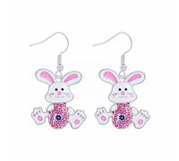 Cute Bunny Dangling Orecchini Happy Easter Egg Carota Orecchino Orecchini di Pasqua Cute Orecchini Completo Collana Orecchini Bracciale (AA, One Size)