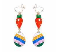 Cute Bunny Dangling Orecchini Happy Easter Egg Carota Orecchino Orecchini di Pasqua Cute Orecchini Completo Collana Orecchini Bracciale (C, One Size)