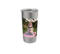 Cute Bunny Driving Pink Convertible Y2K Aesthetic Rabbit Bicchiere termico in acciaio inox doppia parete