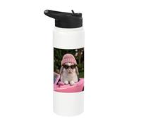 Cute Bunny Driving Pink Convertible Y2K Aesthetic Rabbit Stainless Steel Insulated Water Bottle