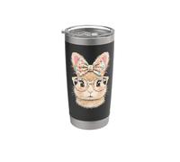 Cute Bunny Face Glasses Floral Bowknot Rabbit Printed Easter Bicchiere termico in acciaio inox doppia parete