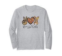 Cute Bunny for Women with Sunflower Mom Peace Love Easter Maglia a Manica