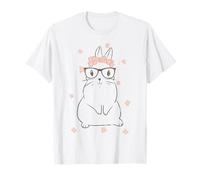 Cute Bunny Glasses Flower Tiara Headband Happy Easter Day Maglietta