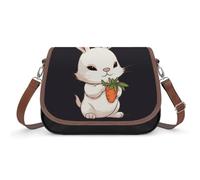 Cute Bunny Holding Carrot Borsa a tracolla da donna, in pelle, tracolla regolabile, rimovibile, borse a mani libere