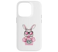 Cute Bunny Rabbit with Bubblegum Heart Sunglasses Custodia per iPhone 14 Pro