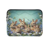 Cute Bunny Teal Puffy Computer Sleeve | Custodia per il trasporto dello zaino, profilo 2 cm, imbottitura in cotone perlato