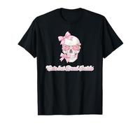 Cute But Dead Inside Coquette Skull Pink Bow Pastel Maglietta