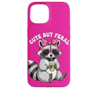 Cute But Feral Funny Cute Racoon With Sunglasses Racoon Custodia per iPhone 15