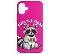 Cute But Feral Funny Cute Racoon With Sunglasses Racoon Custodia per iPhone 16 Plus