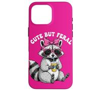 Cute But Feral Funny Cute Racoon With Sunglasses Racoon Custodia per iPhone 16 Pro Max