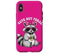Cute But Feral Funny Cute Racoon With Sunglasses Racoon Custodia per iPhone X/XS