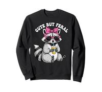Cute But Feral Funny Cute Racoon With Sunglasses Racoon Felpa
