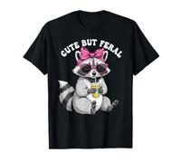 Cute But Feral Funny Cute Racoon With Sunglasses Racoon Maglietta