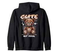 Cute But Feral Teddy Creepy Retro Coquette Boho Halloween Felpa con Cappuccio