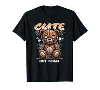 Cute But Feral Teddy Creepy Retro Coquette Boho Halloween Maglietta