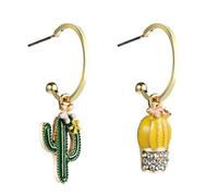 Cute Cactus Hoop Earrings Plant Asymmetrical Earrings for Women Beach Party Earrings Jewelry