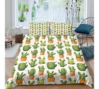 cute cactus patternSet Di Copripiumino morbida microfibra 3 Pezzi stampa 3D con cerniera kawaii cartoon style copripiumino incluso federe aiosa ultra morbido for ragazze Super king（260x220cm）