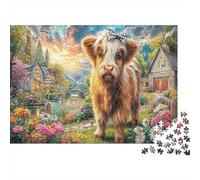 Cute Calf Scene Puzzle 1000 Pezzi Pulcino soffice in capricciosa scena di campagna regalo per amanti puzzle decompressivo educativo intrattenimento creativo