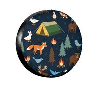 Cute Camping & Woods Animals Pattern Nature Copriruota di Scorta Antipolvere Borsa Copriruota Impermeabile Borse per Pneumatici per RV Rimorchio Auto 17inch