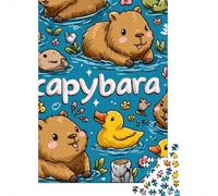 Cute Capybara & Duck Pond Puzzle Impossible 1000 Pezzi Decorazione Per La Casa. Giochi Rilassamento E Intelligence Per Adulti E Bambini Da 12 Anni 38x26cm/1000pcs