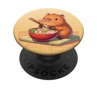 Cute Capybara Eats Ramen Noodles Capybara Ramen PopSockets PopGrip Adesivo