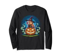 Cute Capybara Halloween Costume Spooky Pumpkin Maglia a Manica
