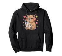 Cute Capybara Kawaii Anime Drinking Bubble Tea Felpa con Cappuccio