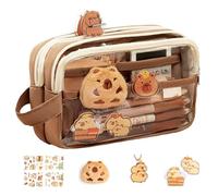 Cute Capybara Pencil Case, Capybara Large Capacity Pencil Case, Children Portable Stationery Organizer, Multi-Layer Pencil Case, Wide Opening Pencil Pouch (Brown)