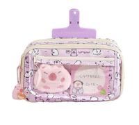 Cute Capybara Pencil Case, Wide Opening Multi-Layer Transparent Pen Pouch, Zippered Pencil Case for School Supplies, Pens, 8.66x5.51x3.94 inches Pencils, Pins, Badge, Memo Pad