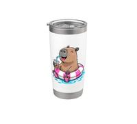 Cute Capybara Pool Float Beach Summer Rainbow Boba Tea Bicchiere termico in acciaio inox doppia parete