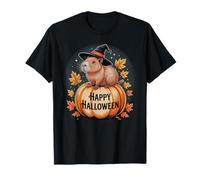 Cute Capybara Witch Hat Fall Season Pumpkin Maglietta