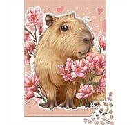 Cute Capybara with Flowers-1 Puzzle Impossible 1000 Pezzi Decorazione Per La Casa. Rilassamento E Intelligence Per Adulti E Bambini Da 12 Anni 70x50cm/1000pcs