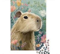 Cute Capybara with Flowers Jigsaw Puzzle Impossibili 1000Pcs Decorazione Per La Casa. Rilassamento E Intelligence Per Adulti E Ragazzi Da 14 Anni 38x26cm/1000pcs