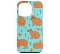 Cute Capybara with Sunflowers Girly Pattern for Capy Lovers Custodia per iPhone 13 Pro