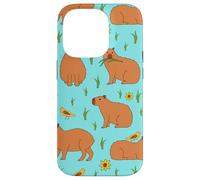 Cute Capybara with Sunflowers Girly Pattern for Capy Lovers Custodia per iPhone 14 Pro