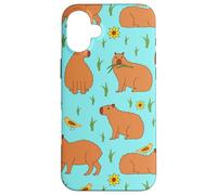 Cute Capybara with Sunflowers Girly Pattern for Capy Lovers Custodia per iPhone 16 Plus