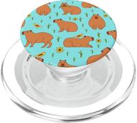 Cute Capybara with Sunflowers Girly Pattern for Capy Lovers PopSockets PopGrip per MagSafe