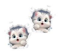 Cute Car Stickers, 3D Cat Car Decals, Waterproof Bumper Stickers Set, Funny Animal Vehicle Decor, Strong Adhesive Fade Resistant Film, 2 Pieces 5.91 x 5.91 Inch, for Automotive Vehicle