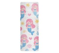 Cute Cartoon Blue Mermaid antiscivolo yoga mat per le donne stampato, antiscivolo, asciugamano yoga con borse tapete para ejercicio 180,3x66 cm