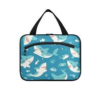 Cute Cartoon Blue Shark Hanging Toiletry Bags per le donne con gancio Designer Necessities Medicine Borse per Viaggi Essentials Donne Viaggio organizador de maquillaje para viaje, Carino Cartoon Blue